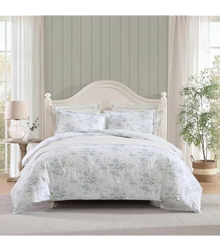 Amazon.com: Laura Ashley - Twin Duvet Cover Set, Reversible Cotton